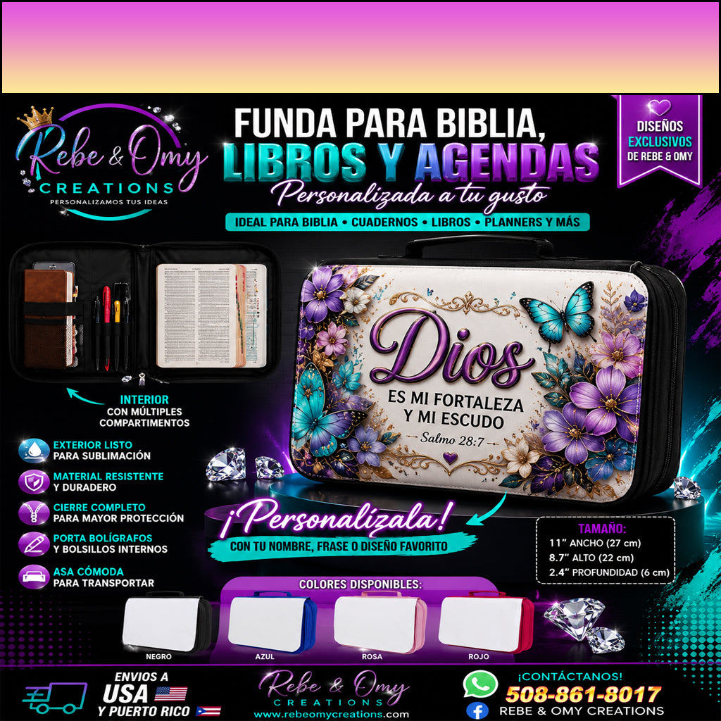 Funda Personalizada para Biblia, Libros y Agendas | Estuche Premium para Sublimación | Rebe y Omy Creations