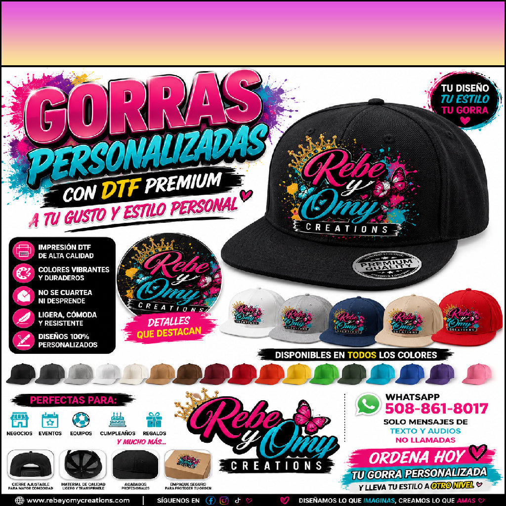 TU LOGO • TU ESTILO • TU GORRA PERSONALIZADA DISEÑADA EXCLUSIVAMENTE PARA TI.