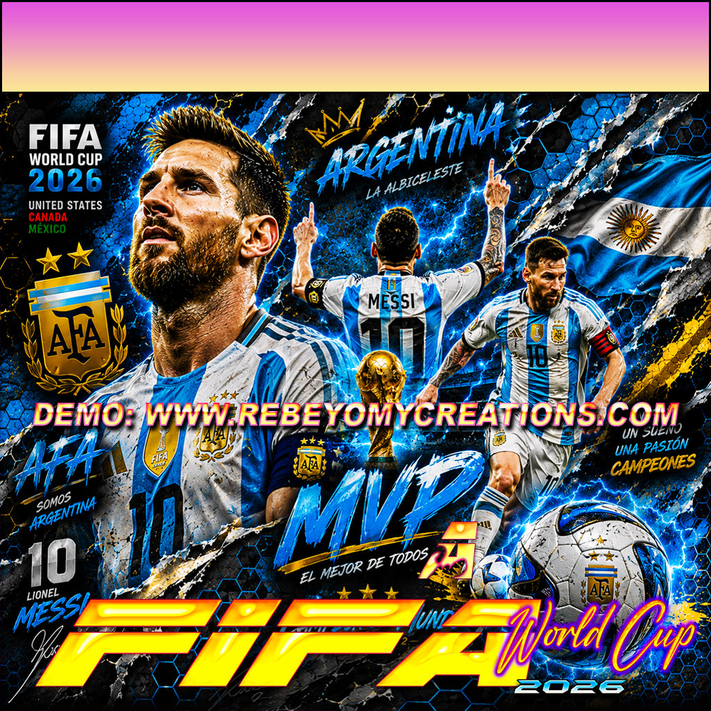 Tumbler FIFA World Cup 2026 Lionel Messi MVP Argentina – 20 Oz | Diseño Exclusivo para Fanáticos del Fútbol