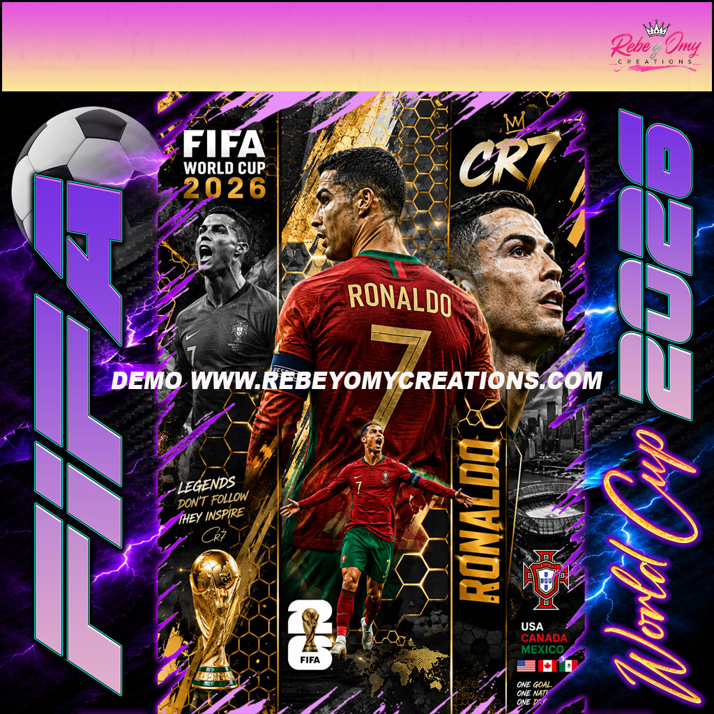 Tumbler FIFA 2026 Cristiano Ronaldo CR7 – 20 Oz | Diseño Exclusivo para Fanáticos del Fútbol