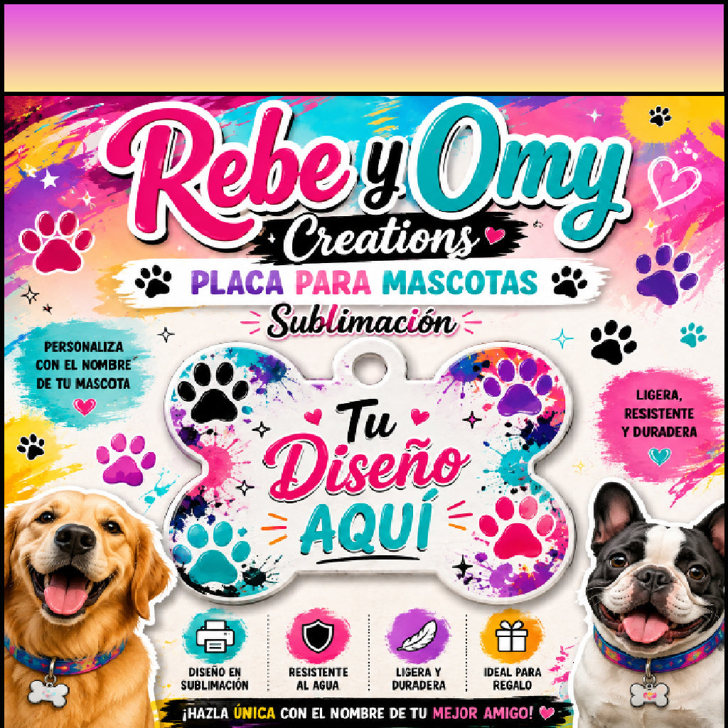 🐾 Placa Personalizada para Mascotas en Sublimación – Diseña con Nombre y Foto 🐶🐾