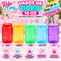 Vaso de Vidrio Personalizado 16 oz con Tapa y Sorbeto | UV DTF 💕