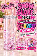 Snow Globe 16 oz Personalizado | Escoge tu Diseño UV DTF en Vivo | Brillo o Lava ✨