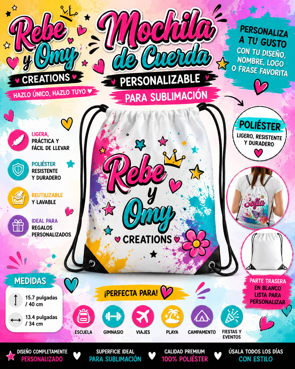 Mochila de Cuerda Poliéster para Personalizar