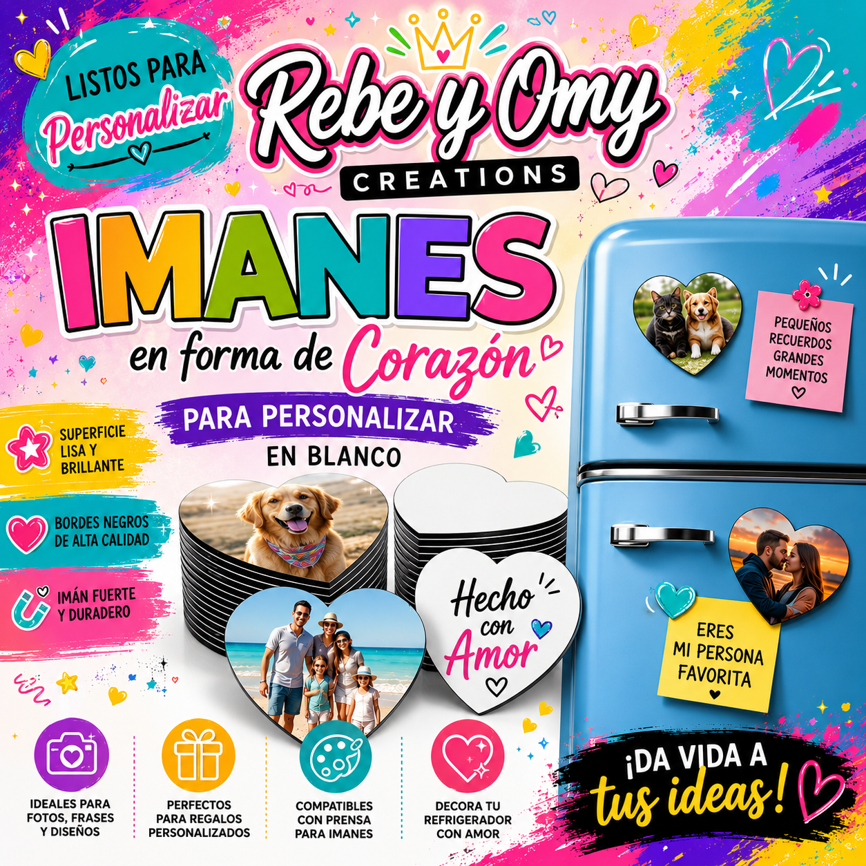 Imán Decorativo en Forma de Corazón – Personalízalo a Tu Gusto