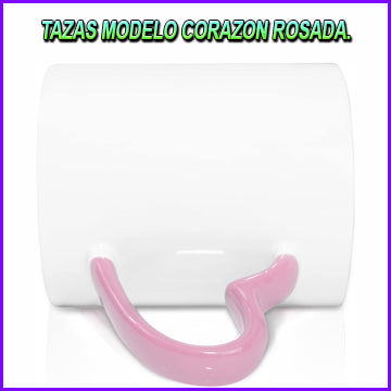 TAZA DE CORAZON COLOR ROSADO 11 oz