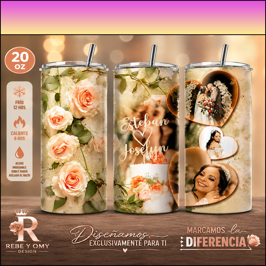 Tumblers de 20oz son completamente personalizados.