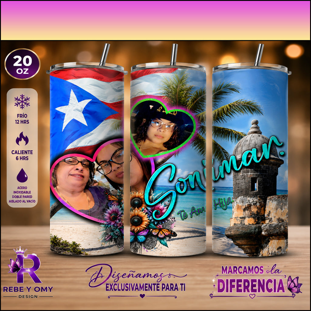 Tumblers de 20oz son completamente personalizados.
